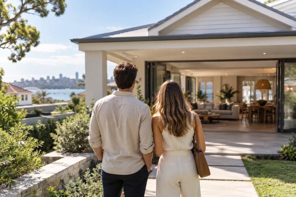 Complete Guide to Buying Your First Home in Sydney - a young couple standing at an open home inspection in a Sydney suburb