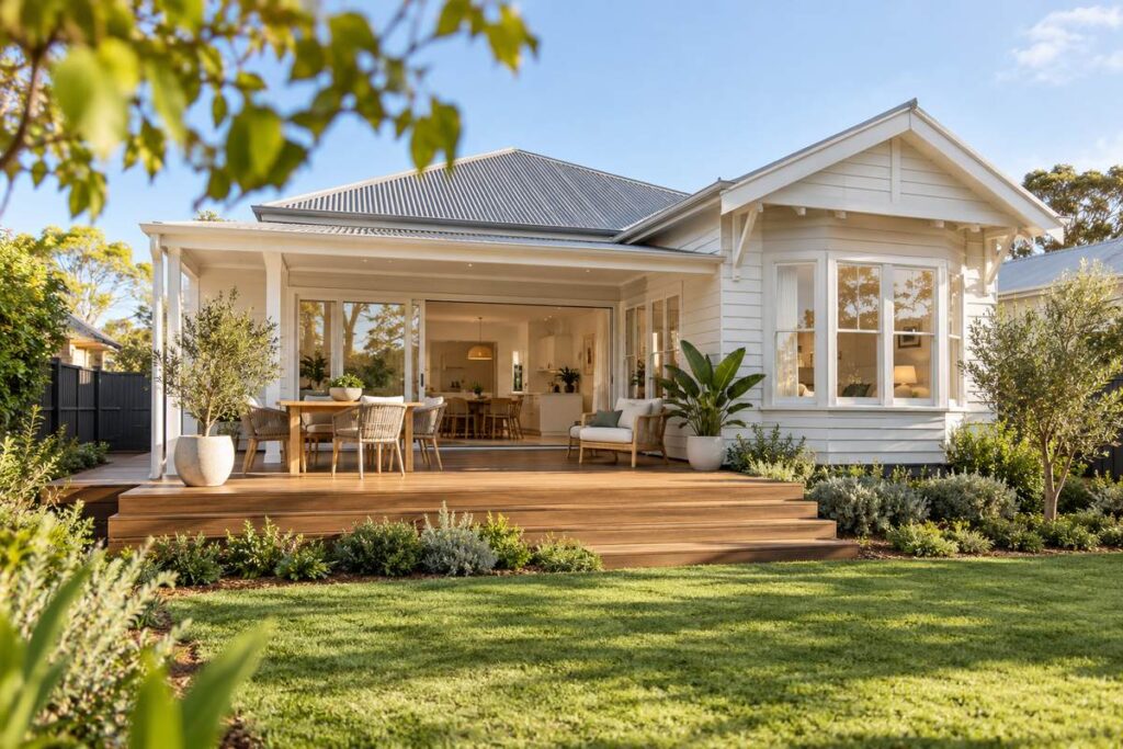 Guide to Using Equity in Your Sydney Home - a renovated weatherboard home with a new deck and landscaping