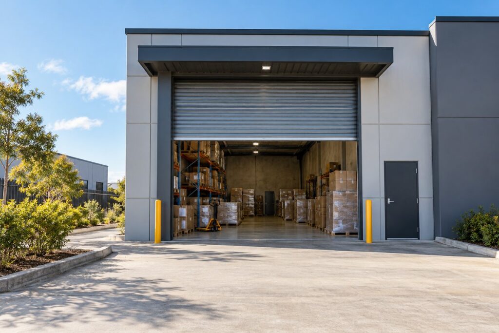 SMSF Property Lending Guide for Sydney Trustees - a small commercial warehouse unit with a roller door in western Sydney