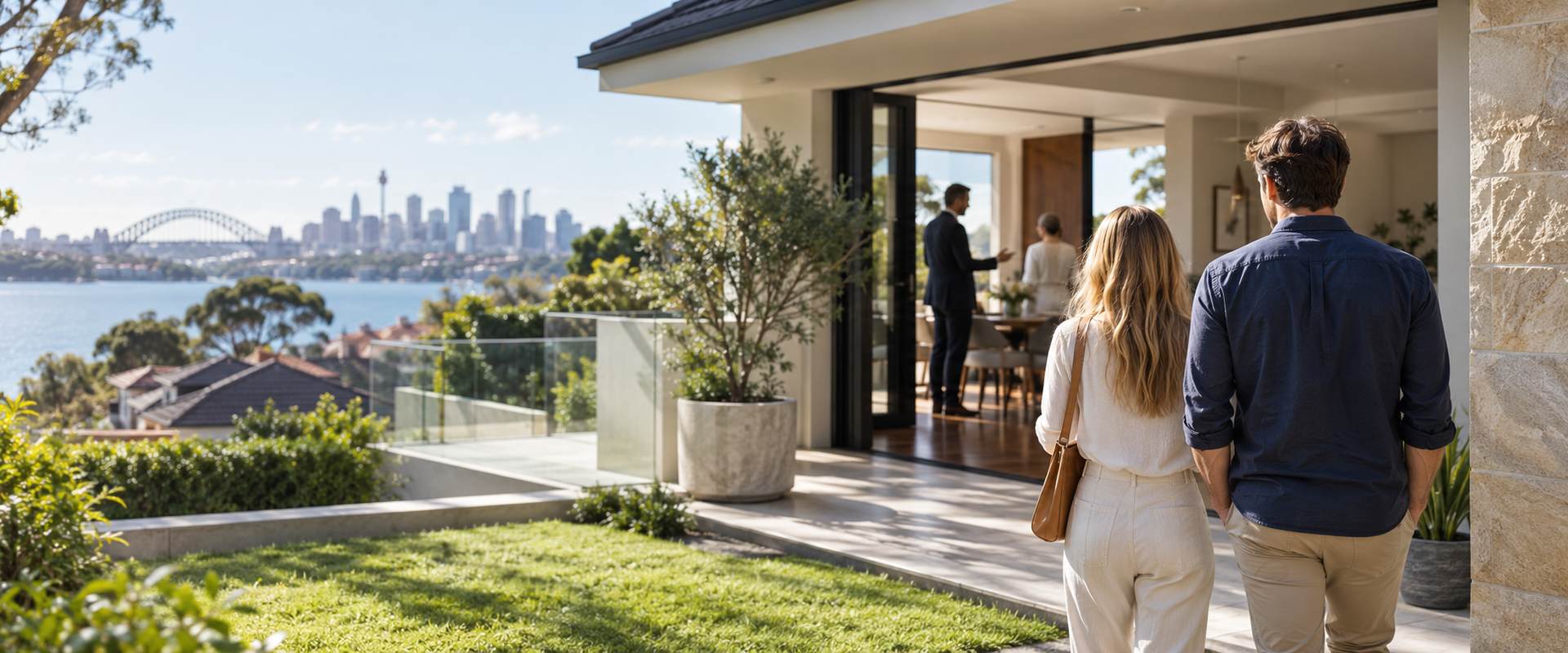 Sydney first home purchase steps - a couple at an open home inspection in a Sydney suburb