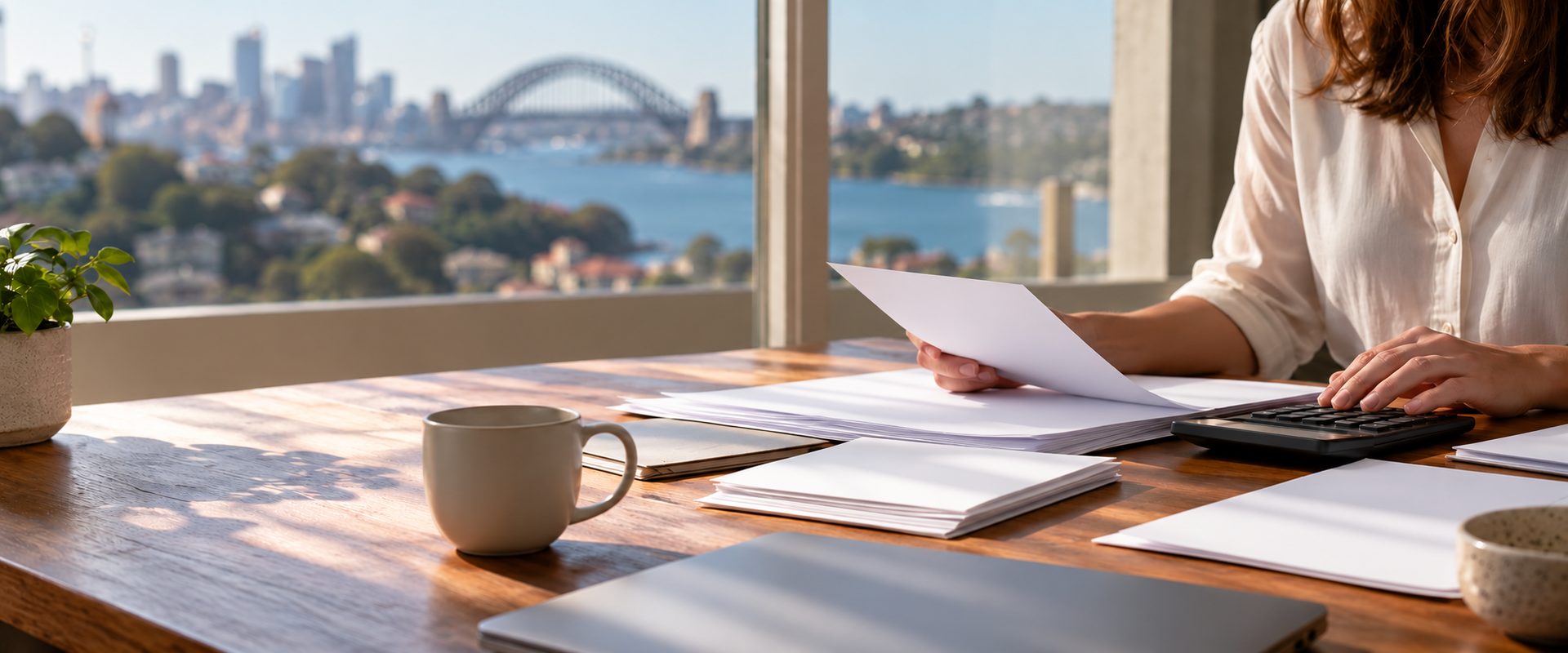 what lenders assess for borrowing power - a desk with payslips, bank statements and a calculator